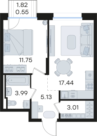 Купить однокомнатную квартиру в ЖК GloraX Premium Гребной Канал в Нижнем Новгороде. Вариант № 9336978, 0, площадь -  квм, цена 15364863 рублей
