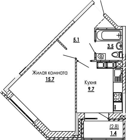 Купить однокомнатную квартиру в Звенигороде. Вариант № 287953, 0, площадь - квм, цена 5168400 рублей