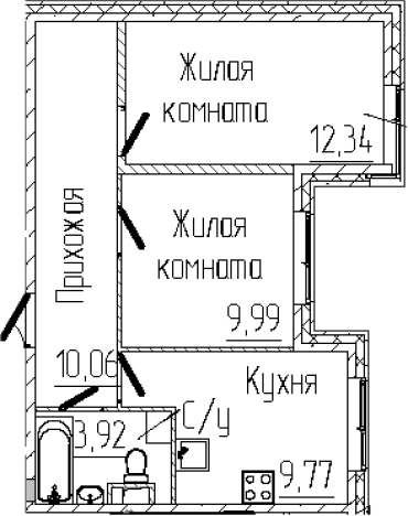 . Вариант № 6058970, 0, площадь - 46.08 квм, цена 8400384 рублей