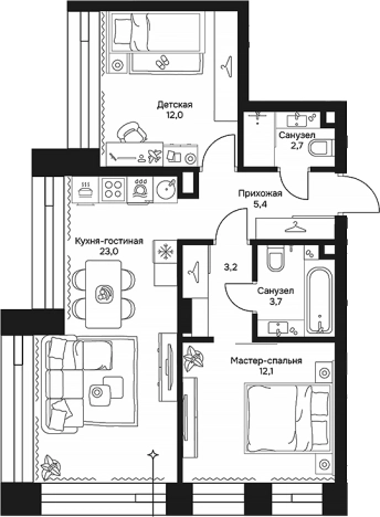 Купить трехкомнатную квартиру у метро Тульская в Москве. Вариант № 127540, 0, площадь -  квм, цена 63261270 рублей