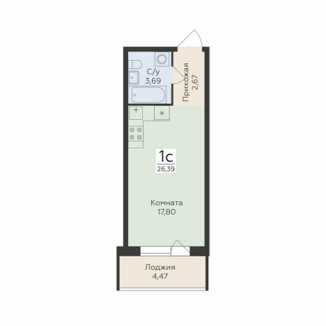 Купить однокомнатную квартиру в ЖК Flora в Воронеже. Вариант № 146048, 0, площадь -  квм, цена 4053504 рублей