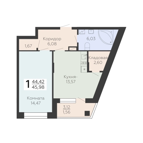 Купить квартиру в ЖК Арт-квартал Зарядье в Воронеже. Вариант № 146611, 0, площадь -  квм, цена 6579738 рублей