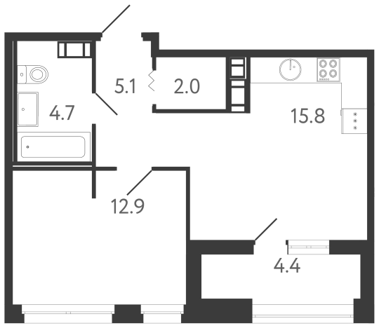 Купить однокомнатную квартиру у метро Волковская в Санкт-Петербурге. Вариант № 6831261, 0, площадь -  квм, цена 16360182 рублей