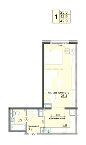 Купить однокомнатную квартиру на улице Фабричная в Пензенской области. Вариант № 69124, 0, площадь -  квм, цена 4418700 рублей
