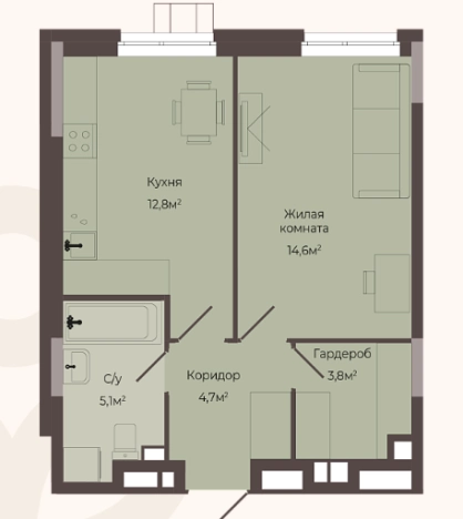 . Вариант № 123076, 0, площадь - 41 квм, цена 6355000 рублей