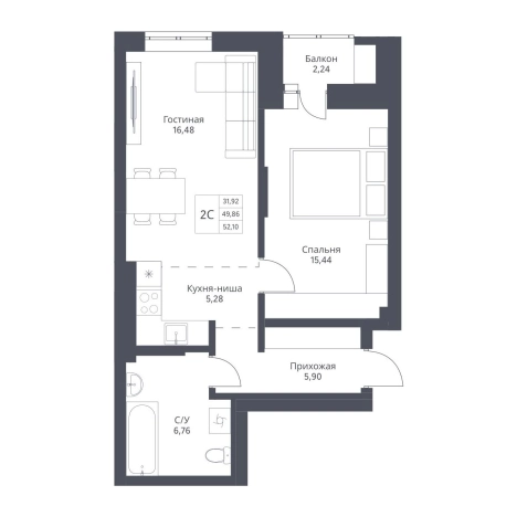 Купить двухкомнатную квартиру в ЖК Актив (Новосибирск) в Новосибирске. Вариант № 10031147, 0, площадь -  квм, цена 10941000 рублей