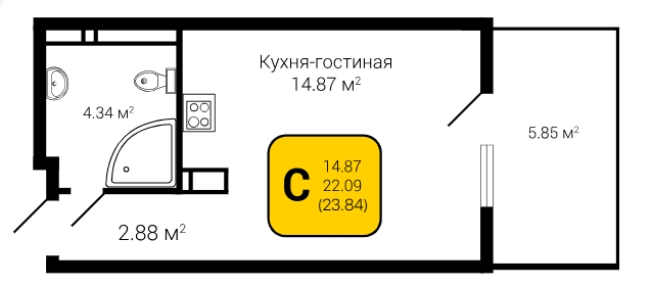 Купить Студию на улице Транспортная в Воронеже. Вариант № 157796, 0, площадь -  квм, цена 4291200 рублей