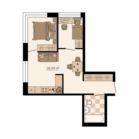 . Вариант № 9917020, 0, площадь - 38.39 квм, цена 5796890 рублей