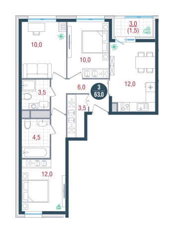 Купить квартиру в районе Царицыно в Москве. Вариант № 8925307, 0, площадь -  квм, цена 21735161 рублей