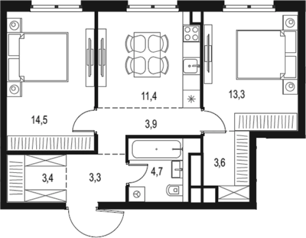 Купить двухкомнатную квартиру в районе Нижегородский в Москве. Вариант № 205790, 0, площадь -  квм, цена 21465976 рублей
