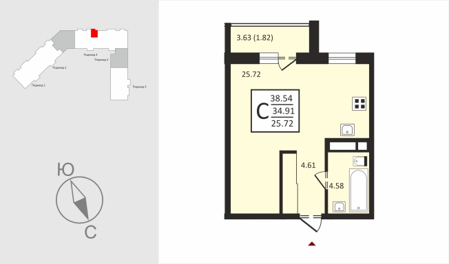 Купить Студию в Владимирской области. Вариант № 9600152, 0, площадь -  квм, цена 4407600 рублей