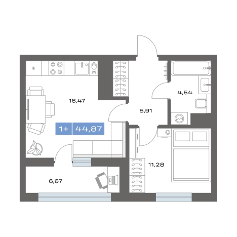Купить однокомнатную квартиру в новостройках в Тобольске. Вариант № 102768, 0, площадь -  квм, цена 5200000 рублей