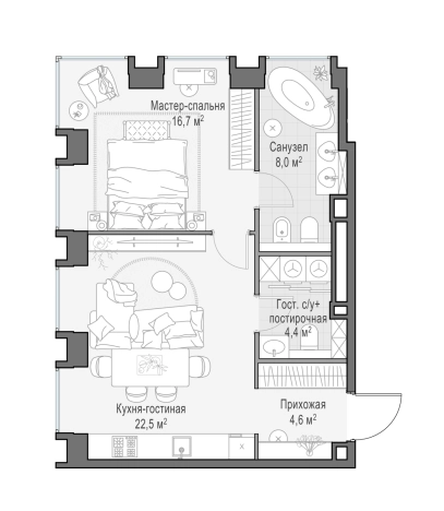 Купить двухкомнатную квартиру у метро Улица 1905 года в Москве. Вариант № 168722, 0, площадь -  квм, цена 83560000 рублей