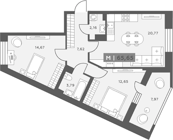 Купить квартиру в ЖК Аквилон RekaPark в Ленинградской области. Вариант № 6217516, 0, площадь -  квм, цена 10390172 рублей