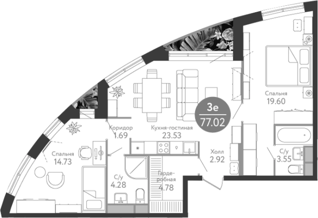 Купить трехкомнатную квартиру у метро Коммунарка в Москве. Вариант № 82895, 0, площадь -  квм, цена 19428000 рублей