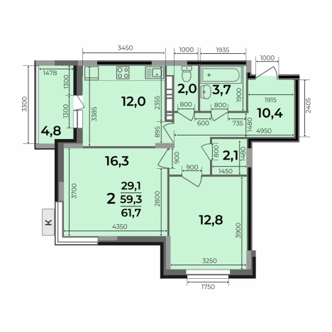 Купить квартиру в ЖК Маршал в Коврове. Вариант № 2731716, 3, площадь -  квм, цена 6398290 рублей