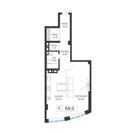 . Вариант № 6059054, 0, площадь - 69 квм, цена 20010000 рублей