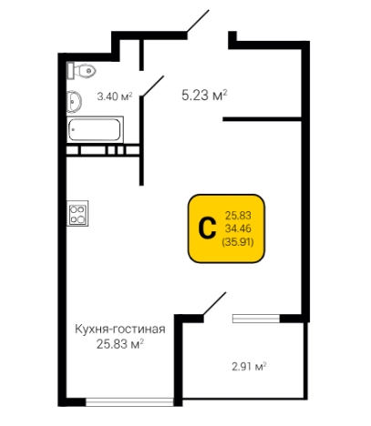 Купить Студию в ЖК жк Дом у Ротонды в Воронеже. Вариант № 157933, 0, площадь -  квм, цена 5745600 рублей