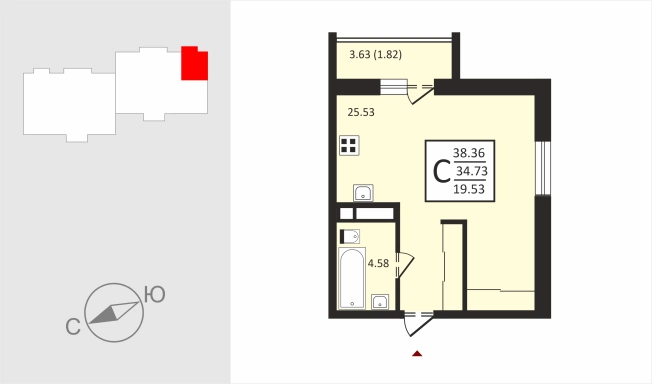 Купить Студию в Владимирской области. Вариант № 9600195, 0, площадь -  квм, цена 4386000 рублей