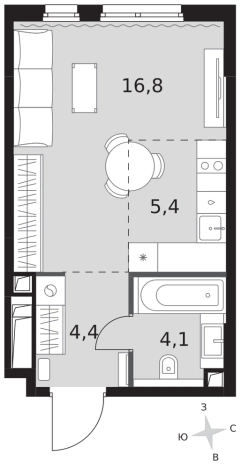 Купить однокомнатную квартиру в ЖК Sydney City в Москве. Вариант № 9507159, 0, площадь -  квм, цена 25686690 рублей