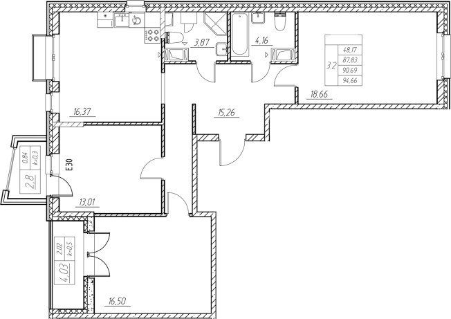 Купить трехкомнатную квартиру в новостройках в ЖК RESPECT в Санкт-Петербурге. Вариант № 7977154, 0, площадь -  квм, цена 27283913 рублей