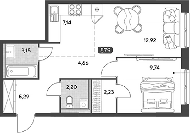 Купить двухкомнатную квартиру на улице Шестакова в Калужской области. Вариант № 121476, 0, площадь -  квм, цена 6011289 рублей