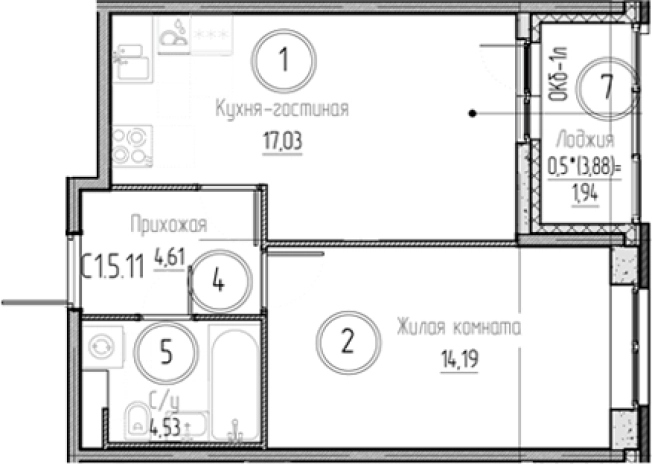 Купить двухкомнатную квартиру в Микрорайоне Новый Оккервиль, Кудрово в Кудрове. Вариант № 8931024, 0, площадь -  квм, цена 5982133 рублей