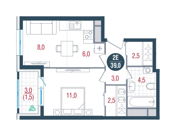 Купить двухкомнатную квартиру в ЖК Кантемировский в Москве. Вариант № 8949145, 0, площадь -  квм, цена 14992475 рублей