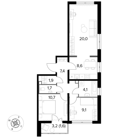 Купить трехкомнатную квартиру у метро Битца в Московской области. Вариант № 9838467, 0, площадь - квм, цена 15756890 рублей