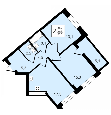 Купить двухкомнатную квартиру на улице Станкевича в Воронеже. Вариант № 152338, 0, площадь -  квм, цена 11320231 рублей