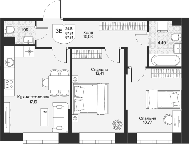Купить трехкомнатную квартиру у метро Парнас в Ленинградской области. Вариант № 7261277, 0, площадь -  квм, цена 12487842 рублей