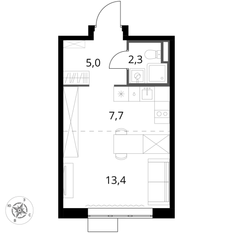 . Вариант № 9905777, 0, площадь - 28.4 квм, цена 9905920 рублей