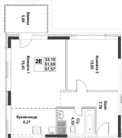 Купить двухкомнатную квартиру в районе Северный в Москве. Вариант № 78604, 0, площадь -  квм, цена 15401400 рублей