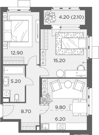 Купить трехкомнатную квартиру на улице Набережная в Пушкине. Вариант № 82628, 0, площадь -  квм, цена 13402300 рублей