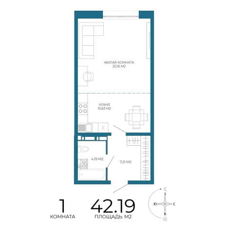 Купить однокомнатную квартиру в ЖК Жилой комплекс "Чаадаев" в Пензе. Вариант № 3435775, 0, площадь -  квм, цена 3881480 рублей