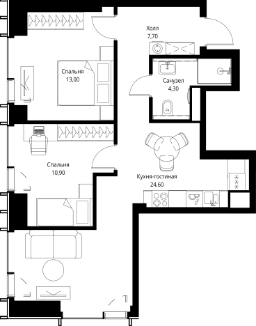 Купить двухкомнатную квартиру на улице Верейская в Москве. Вариант № 10380945, 0, площадь - квм, цена 33033000 рублей