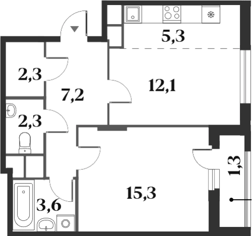 . Вариант № 142782, 0, площадь - 48.1 квм, цена 13972990 рублей