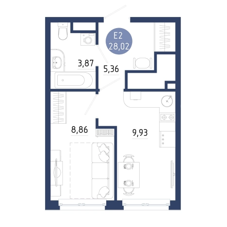 . Вариант № 102294, 0, площадь - 28.02 квм, цена 3641759 рублей