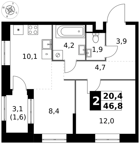 Купить двухкомнатную квартиру у метро Щелковская в Москве. Вариант № 9716441, 0, площадь -  квм, цена 17929080 рублей