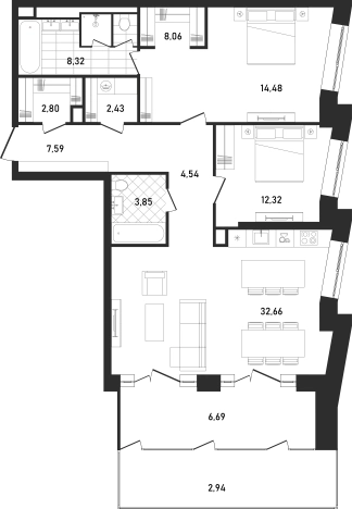 Купить квартиру у метро Белорусская в Москве. Вариант № 113147, 0, площадь -  квм, цена 83918307 рублей