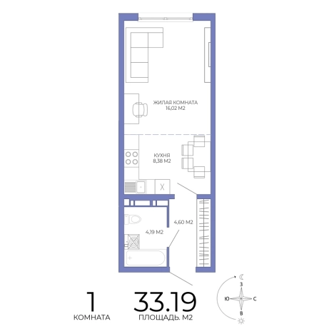 Купить однокомнатную квартиру на улице Побочинская в Пензе. Вариант № 126869, 0, площадь -  квм, цена 3053480 рублей