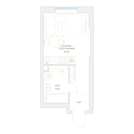 . Вариант № 10763568, 0, площадь - 24.3 квм, цена 11574847 рублей