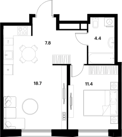 Купить двухкомнатную квартиру у метро Спартак в Москве. Вариант № 127474, 0, площадь -  квм, цена 19648944 рублей