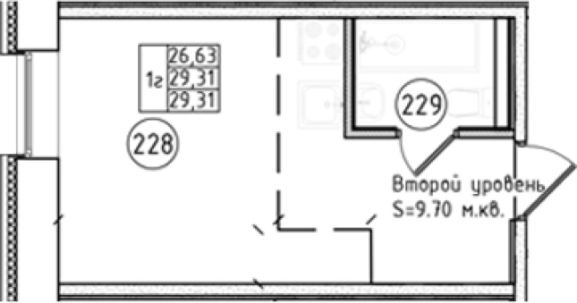 . Вариант № 6230442, 0, площадь - 30.8 квм, цена 6160000 рублей