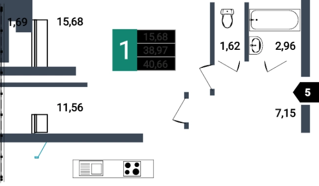 Купить однокомнатную квартиру в ЖК Красивый в Чите. Вариант № 160091, 0, площадь -  квм, цена 8421528 рублей