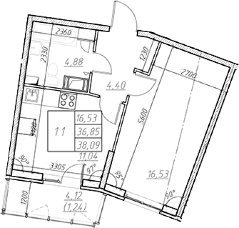 Купить однокомнатную квартиру на улице Оборонная в Мурине. Вариант № 6852576, 0, площадь -  квм, цена 6451405 рублей
