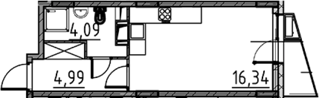 . Вариант № 8470247, 0, площадь - 25.42 квм, цена 4486586 рублей