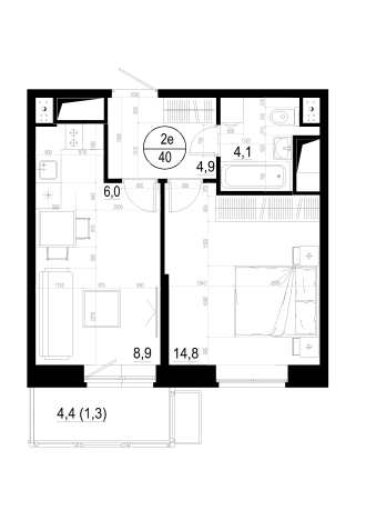 Купить двухкомнатную квартиру в Одинцове. Вариант № 127927, 0, площадь -  квм, цена 9070000 рублей
