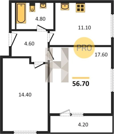 Купить двухкомнатную квартиру в Удмуртской Республике. Вариант № 61749, 0, площадь -  квм, цена 4321674 рублей