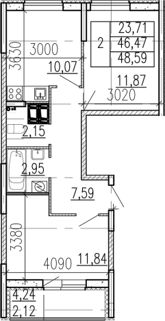 Купить двухкомнатную квартиру у метро Девяткино в Ленинградской области. Вариант № 9095589, 0, площадь -  квм, цена 7187730 рублей